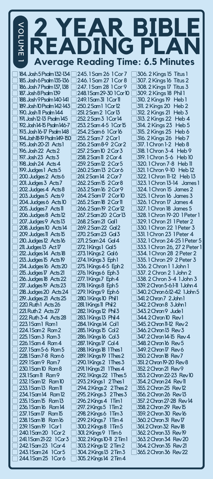 BIBLE READING PLAN Warner First Baptist Church
